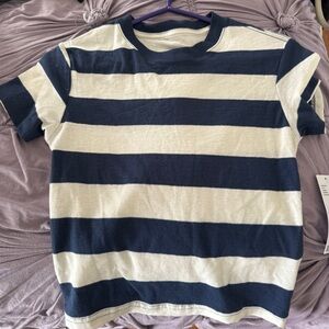 BDG Short Sleeve Tee with Navy and Cream Stripes